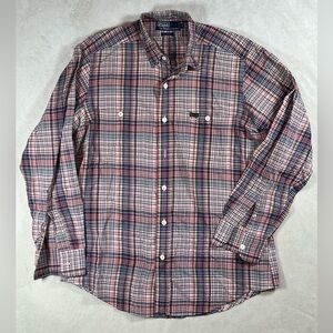 Vintage Polo Ralph Lauren Medium Lightweight Western Men's Red Plaid Shirt